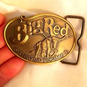 Big Red Chewing tobacco Vintage 1970s brass belt buckle.